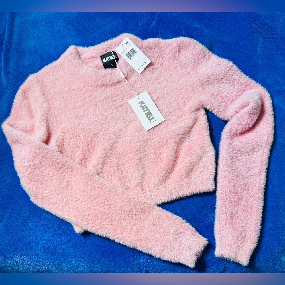 KatieJ NYC Pink Fuzzy Girls top